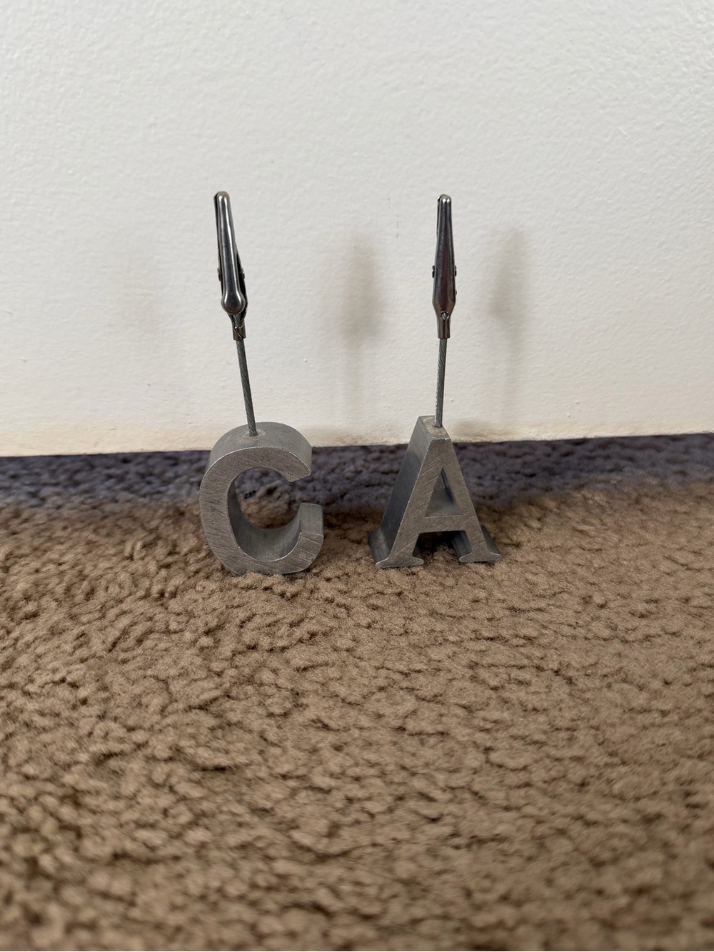 Metal Letter Photo Holders - Gray C & A Set